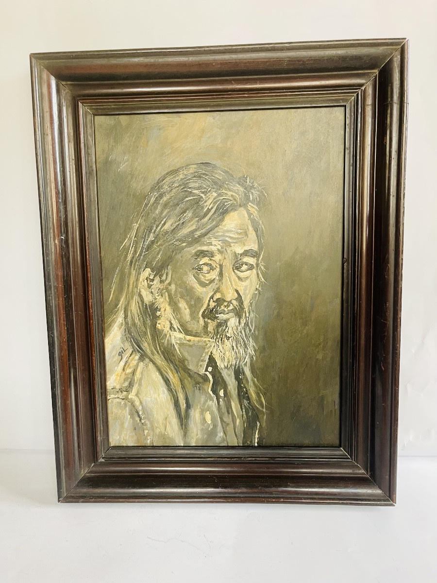 Painting Portrait Of Yan Pei Ming Signed Gil